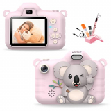 MEGNUT Cámara Digitales para Niños, 2.4″ HD Selfie Vídeo 1080P/48MP Cámara Infantil, Regalos Ideales Navidad Cumpleaños para Niños Niñas de 3-12 Años, con Tarjeta TF 32 GB(Rosa)