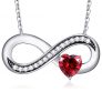 MEGA CREATIVE JEWELRY Collar Infinito Corazón Rojo Colgante para Mujer Regalo Madre Esposa Abuela Niñas Joyería Plata 925 con Cristales