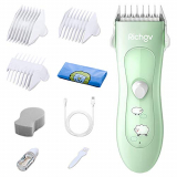 Maquina Cortar Pelo para Bebe, Richgv Cortapelos Silencioso para Niños, Barbero Electrico Recortador de Barba y Precisión Afeitadora Corporal para Hombres Niños y Bebés, Recargable con USB (Verde)