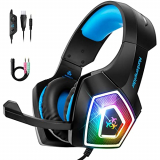 Glangeh Cascos Gaming con Luz RGB, Ligero Auriculares Gaming con Cable y Micrófono, Transductores 50mm USB y Jack Audio 3.5mm Auriculares Diadema Gaming Compatible con PC PS4 PS5 Xbox One Switch