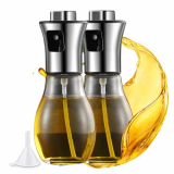 Auyeetek Pulverizador de aceite para alimentos, botella de aceite vidrio apto para alimentos acero inoxidable, spray de aceite para cocinar aceite de oliva freidora de aire caliente 2pcs