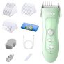Maquina Cortar Pelo para Bebe, Richgv Cortapelos Silencioso para Niños, Barbero Electrico Recortador de Barba y Precisión Afeitadora Corporal para Hombres Niños y Bebés, Recargable con USB (Verde)