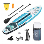 Tabla Paddle Surf Hinchable, Sup Paddle Board, Paddle Surf Hinchable Adulto con Accesorios Completos – Paddle Remo, Bomba, Kit de Reparación, Bolsa Impermeable, Mochila (Azul)