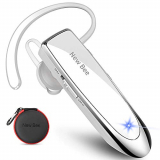 Auriculares Manos Libres, New Bee Auricular Bluetooth Inalámbrico con Micrófono Cancelación de Ruido Auricular para iPhone, Samsung, Huawei, Xiaomi, HTC, LG, Sony, PC 60 Días en Espera (Blanco)