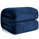 Hansleep Manta para Sofá de Franela 130×165 cm, Mantas para Cama 80 Suave – Manta Pelo de Microfibra Pequeña Transpirable Hipoalérgica, Manta Forro Polar Reversible Azul Marino