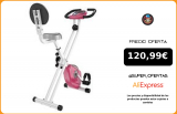 HOMCOM Bicicleta Estática para Ejercicios Profesional Bicicleta Vertical Plegable de Forma X Asiento Altura Ajustable Rosa|Bicicletas fijas de interior|