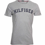 Tommy Hilfiger Logo Camiseta de Cuello Redondo,Perfecta para El Tiempo Libre, Gris (Grey Heather), M para Hombre