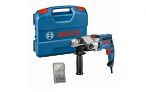 Bosch Professional GSB 20-2 – Taladro percutor (850 W, 2 velocidades, 3000 rpm, Ø max perforación hormigón 18 mm, set 7 brocas, en maletín)