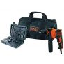 Black+Decker BEH710SA32-QS Taladro percutor 710W + Set 32 Accesorios para atornillar y taladrar + Bolsa de Transporte, 710 W