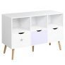 HOMCOM Aparador Infantil de Salón con 3 Cajones y 3 Compartimentos Abiertos para Libros Juguetes Armario Auxiliar de Almacenamiento para Dormitorio Cocina 100x39x69 cm Blanco