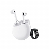 HUAWEI FreeBuds 4 + BAND 6 NEGRA – Auriculares inalámbricos, Bluetooth de ajuste semi-interno con cancelación de ruido activa, auriculares con triple micrófono y sonido de alta definición, Blanco
