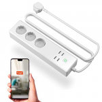 NK Enchufe Inteligente AC100 – 230V 50/60Hz, Interruptor WiFi 2.4GHz, Material ABS + PC, Compatibilidad Alexa/Google Home, App Smart Life, (Blanco), Puertos USB, Tomacorriente
