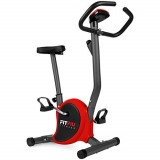 FITFIU Fitness BEST-100 – Bicicleta Estática ultracompacta con disco inercia 5kg, regulable en 8 niveles, pantalla LCD, pedales con correas fijación, peso máx 100 kg,color Rojo