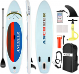 ANCHEER Tabla de Remo Inflable de pie, Tabla de Sup con Accesorios de Primera Calidad Que Incluyen Mochila de Transporte, Paleta Ajustable, Aleta Inferior, Correa de Bobina, Bomba de Mano