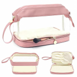 Ozmatip Neceser Viaje, Bolsa de Cosméticos de Dos Capas, Impermeable de Gran Capacidad Neceser Maquillaje, Bolsa de Aseo Transparente, Neceser de Viaje para Colocar Artículos de Aseo Cosméticos