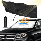 D-Lumina Parasol Coche Delantero，Parasol Coche Delantero Plegable，con Anti UV Rayos, Fácil de Instalary Almacenar, para Mayoría de Coches, SUV, Camiones (L-140×80cm)