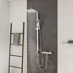CECIPA Columna Ducha sin Grifo, Set de Ducha sin Grifo con Tubo Flexible Universal para Conectar Grifo, Barra Regulable 70-120CM Cromo