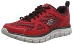 Skechers Track Bucolo, Zapatillas Hombre, Red Leather Black Mesh Trim, 42 EU