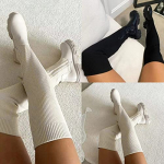 QIUTIANQ Botas Altas Elásticas sobre La Rodilla con Tacón Cuadrado Y Plataforma De Moda para Mujer Botas De Punto con Cremallera De Ocio Al Aire Libre Cálidas Y Antideslizantes (Beige, 36)