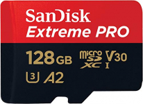 SanDisk Extreme PRO – Tarjeta de memoria microSDXC de 128 GB con adaptador SD, A2, hasta 170 MB/s, Class 10, U3 y V30