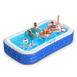Piscina Hinchable Rectangular, Piscina Bebe Desmontable 300 x 180 x 56cm para 2 Adultos + 3 Niños con 2 Pelotas y Bolsa de Almacenamiento, Piscina Infantil Inflable
