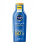NIVEA SUN Protege & Hidrata Leche Solar FP50+ (1 x 400 ml), protector solar hidratante y resistente al agua con protección UVA/UVB, protección solar muy alta