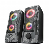 Trust Gaming GXT 606 Javv Altavoces PC Gaming 2.0 con Iluminación RGB, 12W, Alimentación USB, Jack 3,5 mm, Sistema de Altavoces para Ordenador, Portátil – Camuflaje Gris