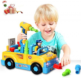 ACTRINIC Juguete Multiuso Divisible De ConstruccióN,CamióN Herramientas De,Juguete para NiñOs Mayores De 3 AñOs Ensamblaje con Taladradora Herramientas EléCtricas Juguetes para 2 3 4 años niños