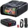 Binoculares Visión Nocturna, TKWSER 1920x1080P HD Foto y Vídeo Con 5X Digitales Zoom, 7 NIVELE Infrarrojos Alcance de Prismaticos Visor Nocturno 300M En 100% de Oscuridad Para Caza, 3″ HD LCD Con 32GB