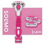 Marca Amazon – Maquinilla de afeitar femenina de 5 cuchillas Solimo con recortadora 3 en 1 y 4 cuchillas