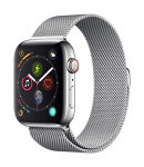 Apple Watch Series 4 (GPS + Cellular) con caja de 44 mm de acero inoxidable en plata y pulsera Milanese Loop en el mismo tono