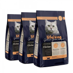 Marca Amazon Lifelong Alimento seco para gatos adultos con pllo fresco, receta sin cereales – 3kg *3