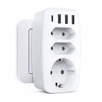 Ladrón Enchufe USB, Kemelo Enchufe Multiple 7 en 1 con 3 USB Port(5V/2.4A) y 1Type C(5V/3A , 2 Tomas AC y 1enchufe EU, 4000W Enchufes Multiples Multiplicador Compatible con Oficina, Cocina, Viaje