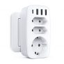 Ladrón Enchufe USB, Kemelo Enchufe Multiple 7 en 1 con 3 USB Port(5V/2.4A) y 1Type C（5V/3A , 2 Tomas AC y 1enchufe EU, 4000W Enchufes Multiples Multiplicador Compatible con Oficina, Cocina, Viaje