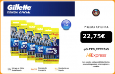 Gillette Blue3, Maquinillas Desechables de Afeitar Para Hombre, 4+1,5 Paquetes de 5 Unidades, 25 Cuchillas Desechables|Maquinilla de afeitar|
