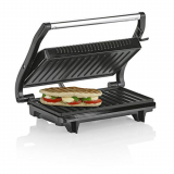 Tristar GR-2846 Parrilla grill con superficie de 22,5 x 14 cm, recubrimiento antiadherente, base antideslizante, asas integradas frías al tacto, 700 W, tapa flotante en acero inoxidable