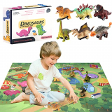 Coche de Juguetes de Dinosaurios, 6pz Coche de Juguete de Dinosaurios Tire hacia Atrás Coches con Mapa, Dinosaurio Coche Alimentado por Fricción para Niños de 3 -14 años Niños y Niñas
