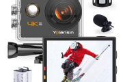 Yolansin Cámara Deportiva 4K WiFi 20MP 40M Cámara de acción EIS a Prueba de Agua con de Gran Angular de 170 °con Control Remoto de 2.4G Cámara subacuática con baterías de 2x1200mAh