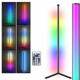 Lámpara de pie LED regulable con mando a distancia, Masqudo, 156 cm, RGB, regulable, cambio de color, color negro, lámpara de pie para habitación infantil, dormitorio o salón