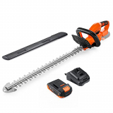 Cortasetos a Batería, 18V 2.0Ah, con Batería Universal y Cargador Rápido, 180° Mango Giratorio, 56cm Longitud de Hoja, 19mm Distancia Entre Hoja, Hoja de Láser con caja, Peso Ligero