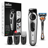 Braun Recortadora de Barba con Gillette Fusion 5 ProGlide Maquinilla de Afeitar Hombre, 2 Cabezales y 39 Ajustes de Longitud, Cuchillas Afiladas de Larga Duración, BT 5265, Negro/Metal