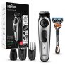 Braun Recortadora de Barba con Gillette Fusion 5 ProGlide Maquinilla de Afeitar Hombre, 2 Cabezales y 39 Ajustes de Longitud, Cuchillas Afiladas de Larga Duración, BT 5265, Negro/Metal