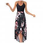 Forlorn Vestido de Playeros Verano Mujer, S-5XL Moda para Mujer Casual con Cuello en V Sin Mangas Correa Espalda Abierta Estampado Sexy