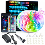 Tiras LED 18M, CNSUNWAY 5050 SMD RGB LEDs con Control Remoto de 44 Botones & Control Bluetooth, para la Habitación, Dormitorio, Fiestas, Bares