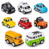 onehous Juguete Coches, Coches Metálicos de Arrastre, Pack de hasta 8 Vehículos para Niños Juguete de Fricción de Grandes Camiones e Coches para Niños de 3 a 14 Años