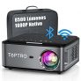 Proyector WiFi Bluetooth 1080P, 8500 Lúmenes TOPTRO Proyector 4K Soporte, Proyector 5G WiFi Full HD 1080P Nativo Soporte Ajuste Digital de 4D y Función de Zoom, Proyector LED Cine en Casa para movil