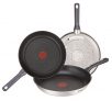 Tefal Daily Cook – Juego de 3 sartenes: Sartenes de 20, 24 y 26 cm de acero inoxidable, sartenes antiadherentes, tecnología Thermospot, cocción uniforme, todo tipo cocinas, sin PFOA, color negro