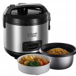 Russell Hobbs Vaporera y Arrocera – 8 Raciones, Recipiente Antiadherente, Tapa de Cristal, 500 W, Color gris – 27080-56