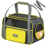 OKMEE Transportin Gatos Perros, Transportín Mascotas, Transportadora de Mascotas con Soporte Colchón Blando Tapizado, Transpirable, Esructura Sólida, Espaciosa Cómoda, para Tren/Coche/Avión