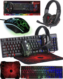 Orzly Teclado y Raton Gaming – Combo Ratón y Teclado USB [RGB LED Retroiluminación], Cascos Gamer, Alfombrilla de Ratón – Para Usuarios PC, Xbox y PS4 [Hornet RX250]